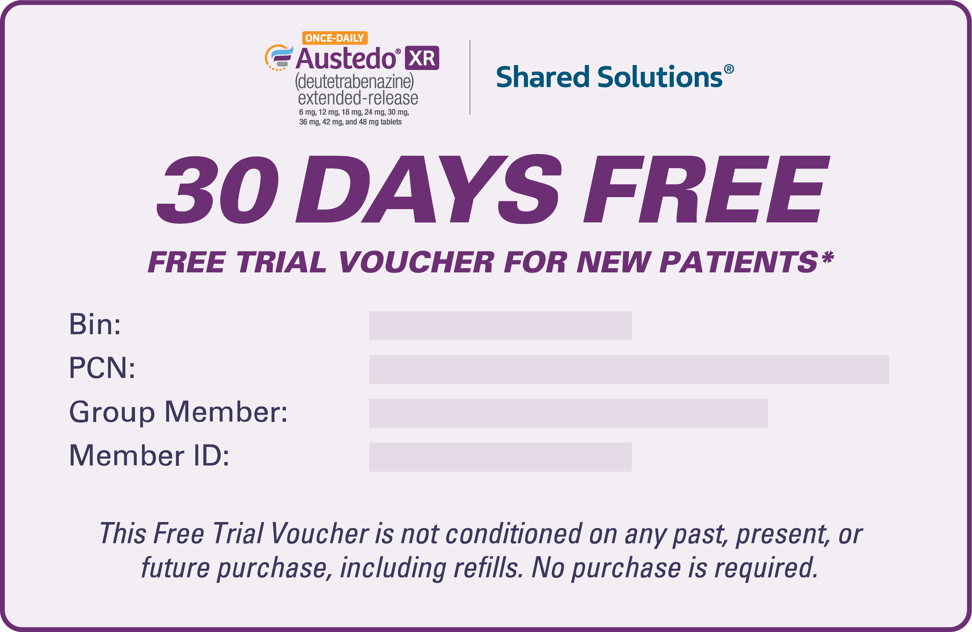 30 days free trial voucher for new patients and $0 copay per month.
